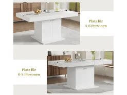 Mesa de comedor extensible para 4 a 6 cubiertos con 2 puertas - L140/180xW80xH76cm - Tablero de partículas - Blanco