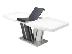 Mesa de comedor extensible NOAMI II - MDF gris y blanco