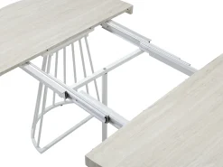 Mesa de comedor extensible para 2 a 12 personas en MDF y acero - Efecto travertino beige y blanco - FIRELA