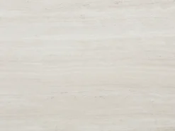 Mesa de comedor extensible para 2 a 12 personas en MDF y acero - Efecto travertino beige y blanco - FIRELA