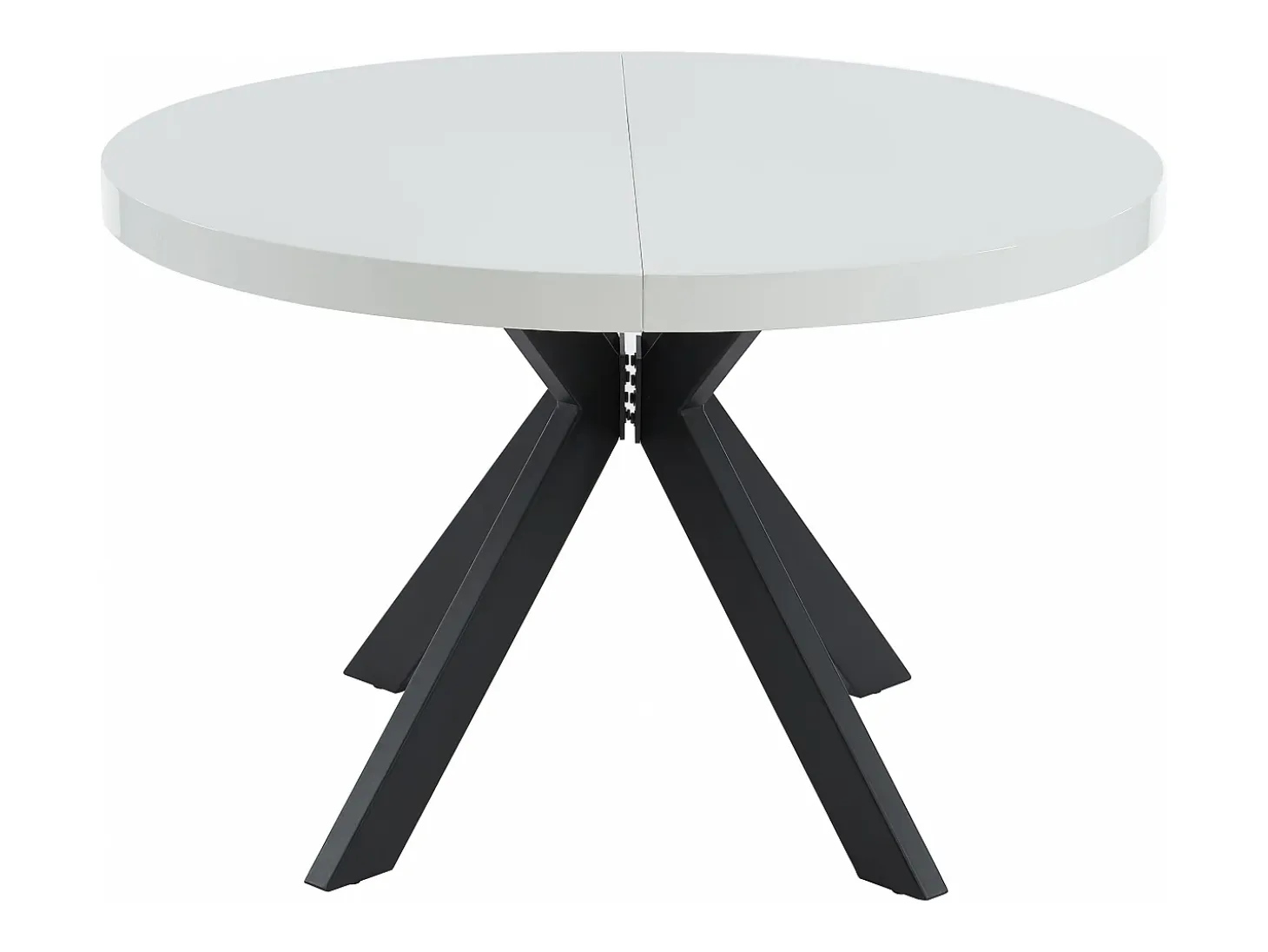 Mesa de comedor extensible 4 a 8 comensales de MDF y acero - blanco lacado y negro - KOMONI