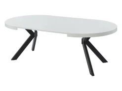 Mesa de comedor extensible 4 a 8 comensales de MDF y acero - blanco lacado y negro - KOMONI