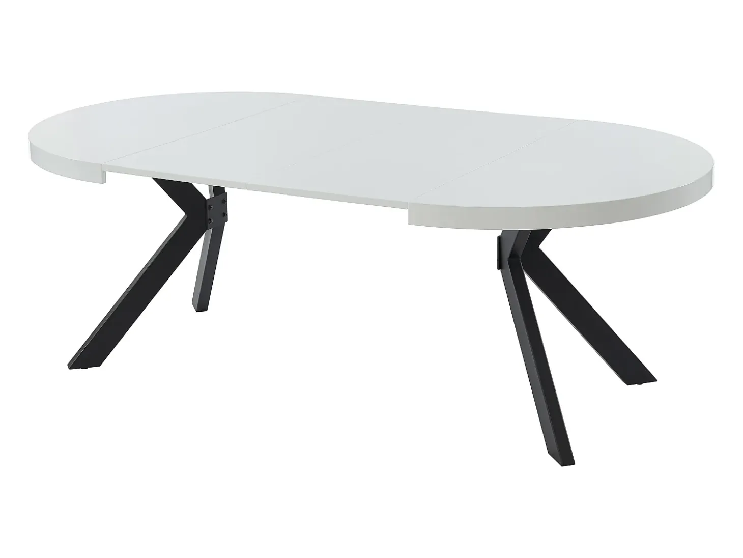 Mesa de comedor extensible 4 a 8 comensales de MDF y acero - blanco lacado y negro - KOMONI