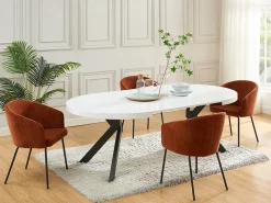 Mesa de comedor extensible 4 a 8 comensales de MDF y acero - blanco lacado y negro - KOMONI