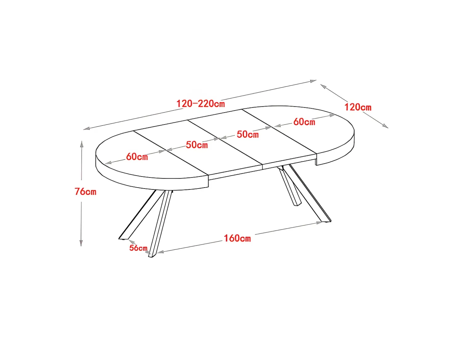 Mesa de comedor extensible 4 a 8 comensales de MDF y acero - blanco lacado y negro - KOMONI