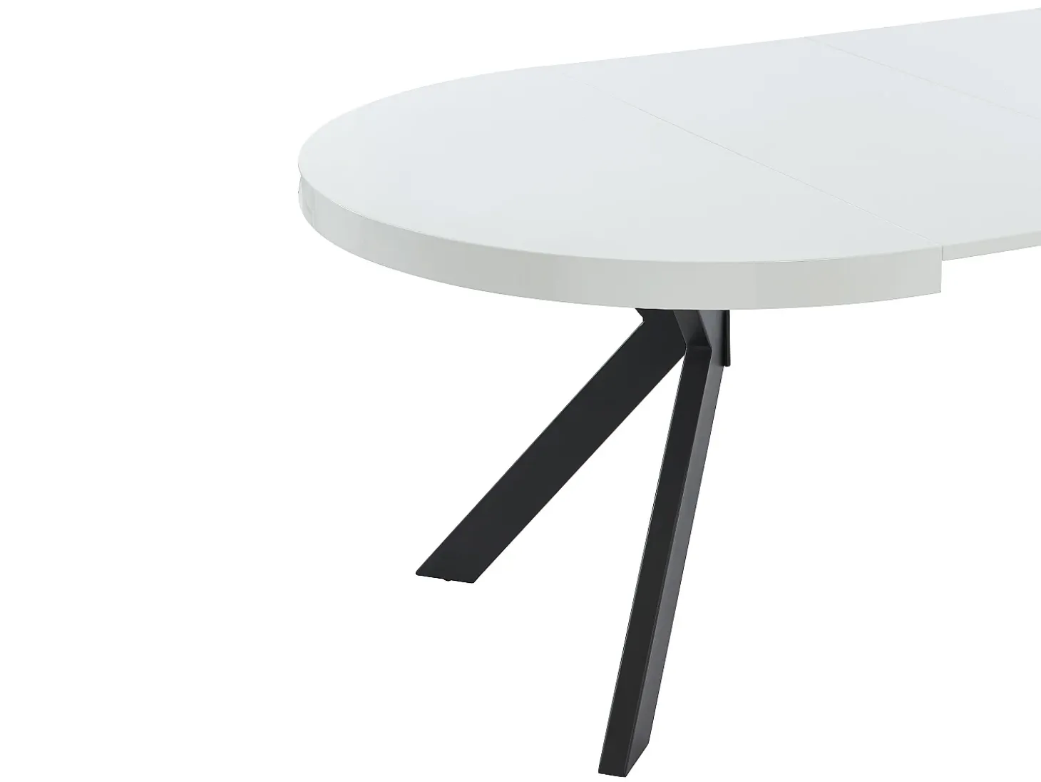 Mesa de comedor extensible 4 a 8 comensales de MDF y acero - blanco lacado y negro - KOMONI