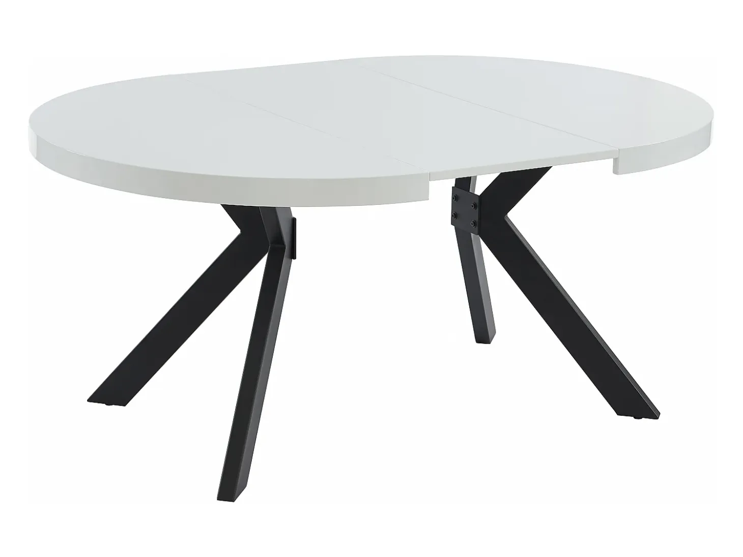 Mesa de comedor extensible 4 a 8 comensales de MDF y acero - blanco lacado y negro - KOMONI
