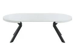 Mesa de comedor extensible 4 a 8 comensales de MDF y acero - blanco lacado y negro - KOMONI
