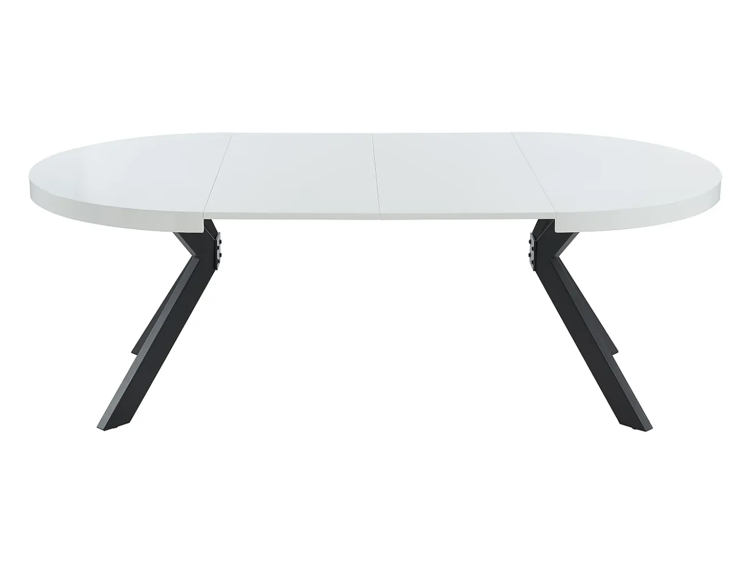 Mesa de comedor extensible 4 a 8 comensales de MDF y acero - blanco lacado y negro - KOMONI