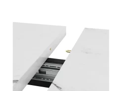Mesa de comedor extensible - 6 a 8 personas - Efecto de mármol blanco - MDF+Metal -120/160x80cm
