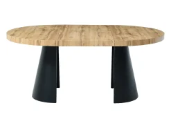 Mesa de comedor extensible 4 a 12 personas de MDF y metal negro - Natural claro - JARELIA