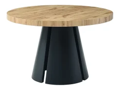 Mesa de comedor extensible 4 a 12 personas de MDF y metal negro - Natural claro - JARELIA