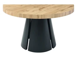 Mesa de comedor extensible 4 a 12 personas de MDF y metal negro - Natural claro - JARELIA