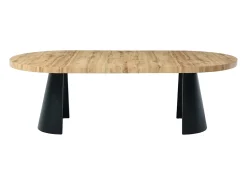 Mesa de comedor extensible 4 a 12 personas de MDF y metal negro - Natural claro - JARELIA