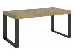 Mesa de comedor extensible tiroz-Color Natural-Soporte 4 pies-5 alargaderas finas-Ancho extensible