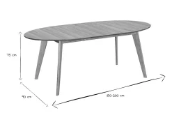 Mesa de comedor extensible diseño roble L150-200 MARIK
