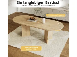 Mesa de comedor extensible - 120/160 x 80 x 75,5 cm - para 4 a 6 personas - estilo sencillo - MDF - natural