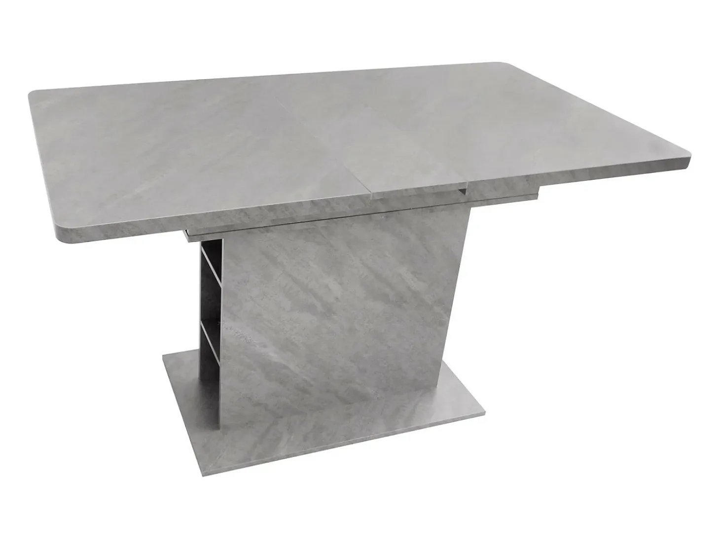 Mesa de comedor extensible - 6 a 8 personas - con 6 nichos - Efecto de concreto gris - Paneles de partículas - 110/130x70cm