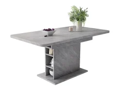 Mesa de comedor extensible - 6 a 8 personas - con 6 nichos - Efecto de concreto gris - Paneles de partículas - 110/130x70cm