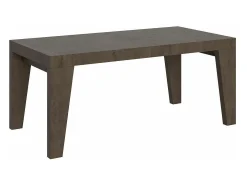 Mesa de comedor extensible de madera Naxo.-Color Blanco-Soporte 4 pies-5 alargaderas finas-Ancho extensible