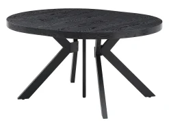 Mesa de comedor extensible para 6 a 12 comensales de MDF y acero - Negro - KOMONI