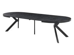 Mesa de comedor extensible para 6 a 12 comensales de MDF y acero - Negro - KOMONI