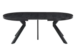 Mesa de comedor extensible para 6 a 12 comensales de MDF y acero - Negro - KOMONI