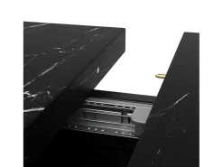 Mesa de comedor extensible con efecto mármol, para 4-6 personas - 119/158,5 x 80 x 75 cm - diseño moderno en forma de X - MDF - negro