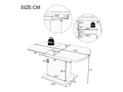 Mesa de comedor extensible ovalada con almacenaje - Blanca 110(130)x70x75cm