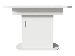 Mesa de comedor extensible ovalada con almacenaje - Blanca 110(130)x70x75cm