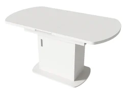 Mesa de comedor extensible ovalada con almacenaje - Blanca 110(130)x70x75cm