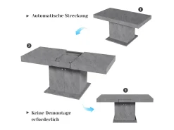 Mesa de comedor extensible - 4 a 8 personas - con espacio de almacenamiento - Paneles de partículas grises - 140/180x80x76cm
