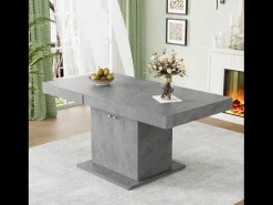 Mesa de comedor extensible - 4 a 8 personas - con espacio de almacenamiento - Paneles de partículas grises - 140/180x80x76cm