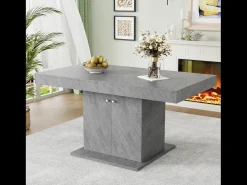 Mesa de comedor extensible - 4 a 8 personas - con espacio de almacenamiento - Paneles de partículas grises - 140/180x80x76cm
