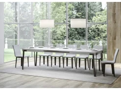 Mesa de comedor extensible de diseño con patas de metal antracita Konta-Color Blanco-Ancho extensible