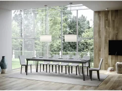 Mesa de comedor extensible de diseño con patas de metal antracita Konta-Color Blanco-Ancho extensible