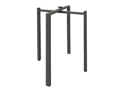 Mesa de comedor extensible de madera Ribo-Color Gris cemento-Soporte 4 pies-5 alargaderas finas-Ancho extensible