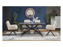 Mesa de comedor extensible Viktor de mármol negro 160 - 200 cm