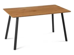 Mesa de Comedor Fija con Tapa de Melamina Color Roble y Estructura Metálica Negra Mate - Medidas 120x80x75 cm