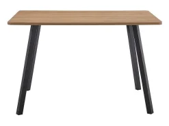 Mesa de Comedor Fija con Tapa de Melamina Color Roble y Estructura Metálica Negra Mate - Medidas 120x80x75 cm