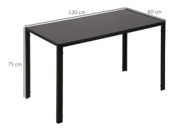 Mesa de comedor Fluorita Homcom diseño fijo 4-6 personas cristal negro 75x120x60 cm