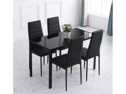 Mesa de comedor Fluorita Homcom diseño fijo 4-6 personas cristal negro 75x120x60 cm