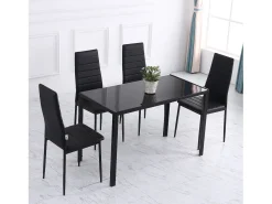 Mesa de comedor Fluorita Homcom diseño fijo 4-6 personas cristal negro 75x120x60 cm