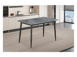 Mesa de comedor GRANVIA – 140x80 cm – Efecto pizarra – Estructura metálica – Estilo industrial y práctico