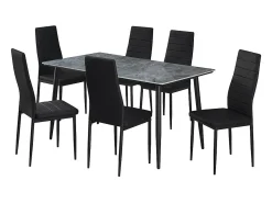 Mesa de comedor GRANVIA – 140x80 cm – Efecto pizarra – Estructura metálica – Estilo industrial y práctico