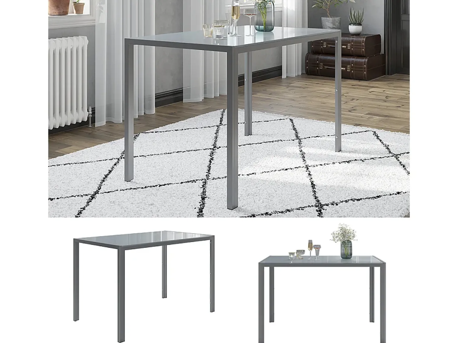 Mesa de comedor gris 120x70x75 grand