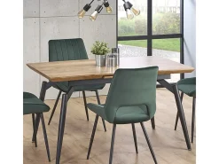Mesa de comedor gris y roble con hoja extensible Soli