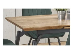 Mesa de comedor gris y roble con hoja extensible Soli