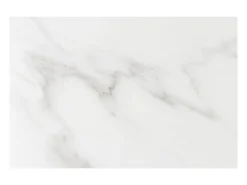 Mesa de comedor HEXA 160 cm – Tablero de cerámica efecto mármol blanco y estructura de metal negro