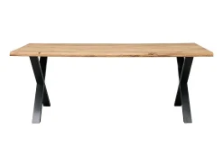 Mesa de comedor industrial de 75x200x100 cm con sobre de madera y patas metálicas Lincoln
